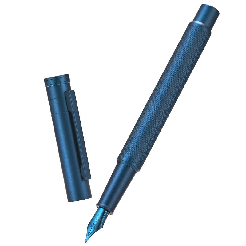 Asvine Dark Blue Forest Fountain Pen Fine Nib Classic Design with Converter and Metal Pen Case Set by Asvine - Image 1